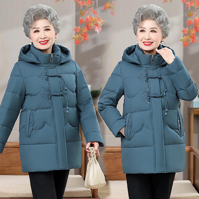 

Hooded Cotton Jacket for Women: Warm, Thick, Velvet-Lined Winter Wear for Middle-Aged and Elderly, featuring Grandmother-Style Lamb Fleece. 2XL (Fits 105-120 lbs) синий