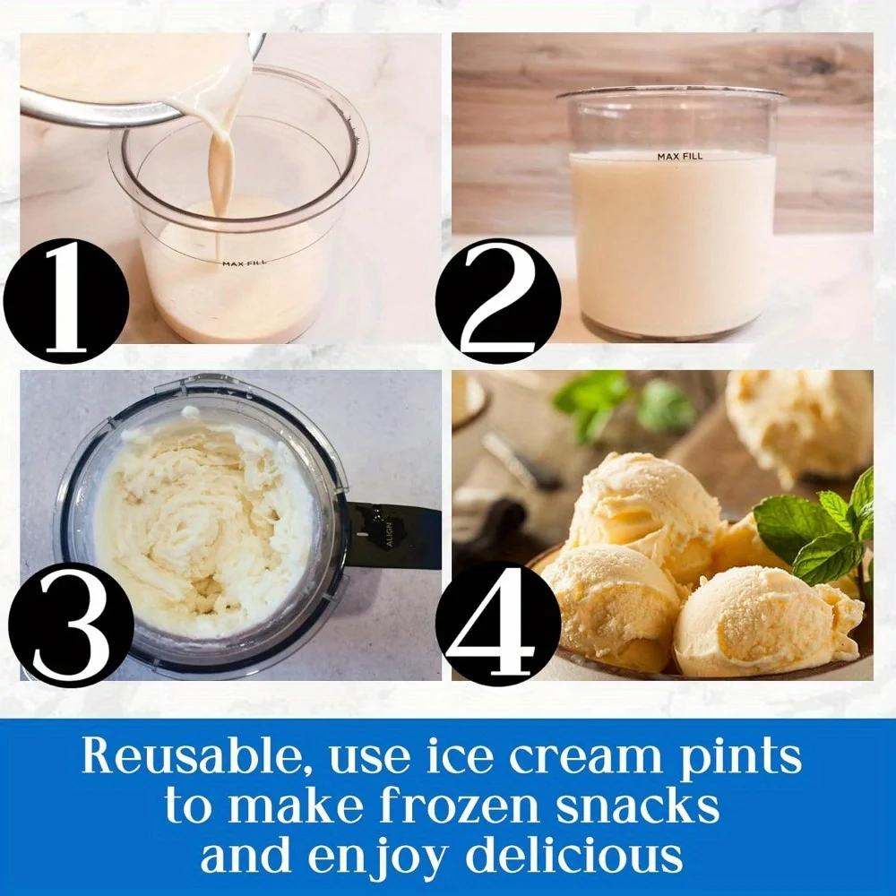 4 Pack Creami Pints with Lids, Replacement Ice Cream Containers Compatible with Ninja Creami, Reusable Storage Jars for Homemade Ice Cream & Smoothie