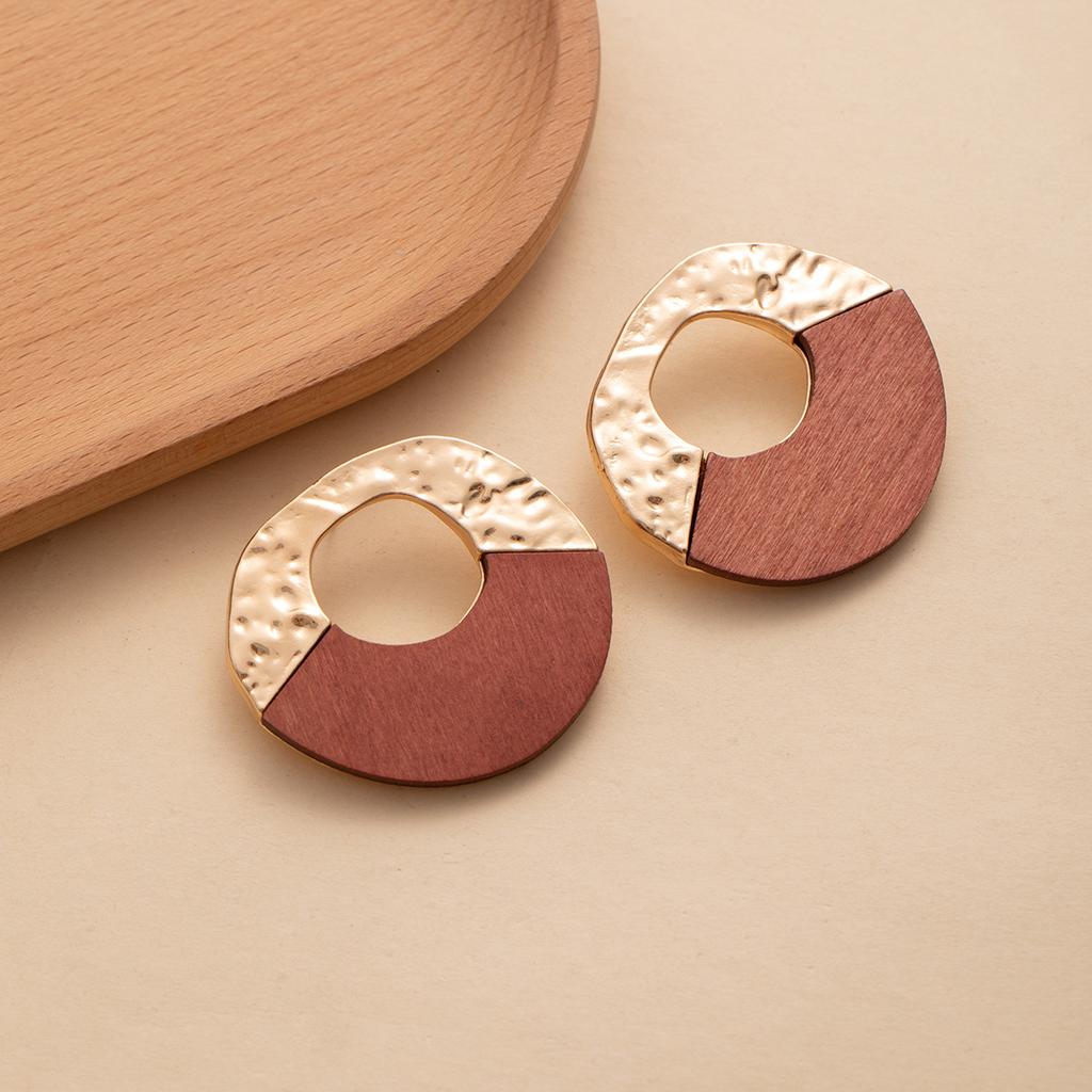 Creative Design Sense Retro Alloy Geometric Splicing Irregular Round Stud Earrings Fashionable Simple Atmospheric Earrings