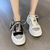 Fashion 2025 New Thick-soled Rhinestone Luxury Half Slippers Autumn Ladies Casual Breathable Sneakers Bow Knot Lovely Lolita Women Shoes