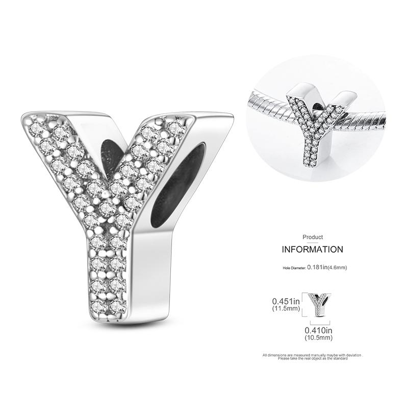 26 A-Z Alphabetperlen Kupfer Liebesbrief-Anhänger Passend für Original 3mm Damenarmband Armreif Cz Zirkonperle DIY Schmuck Geschenk
