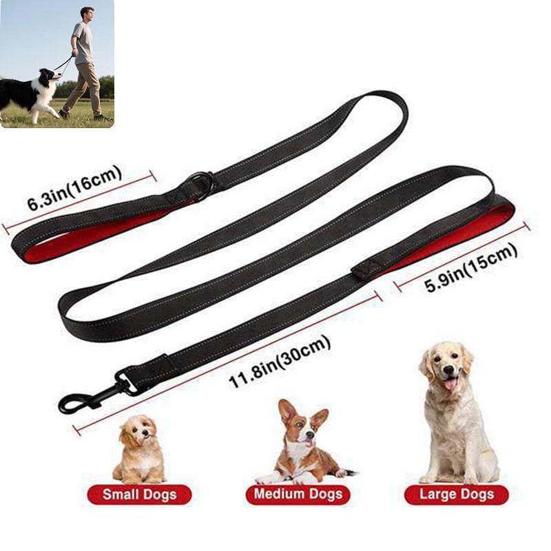 Heavy Duty Double Handle Dog Leash with Reflective Strips Double Strap for Dogs Leash for Pet Long Dog Leash GXQ16