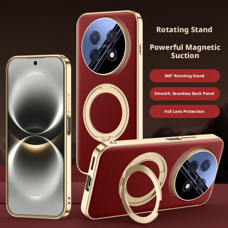 For Huawei Enjoy 90 Plus and 90 Pro Max Case Delicated Leather Built-in Magnet 360° Rotation Stand Plated Screen Protecto Cover