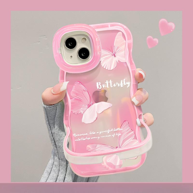 

Подходит для Apple 15pro Чехол для мобильного телефона iPhone 14 Smudge Butterfly 13 Wavy Edge Invisible Double Bracket 12 Прозрачный X Honor 50 Pro