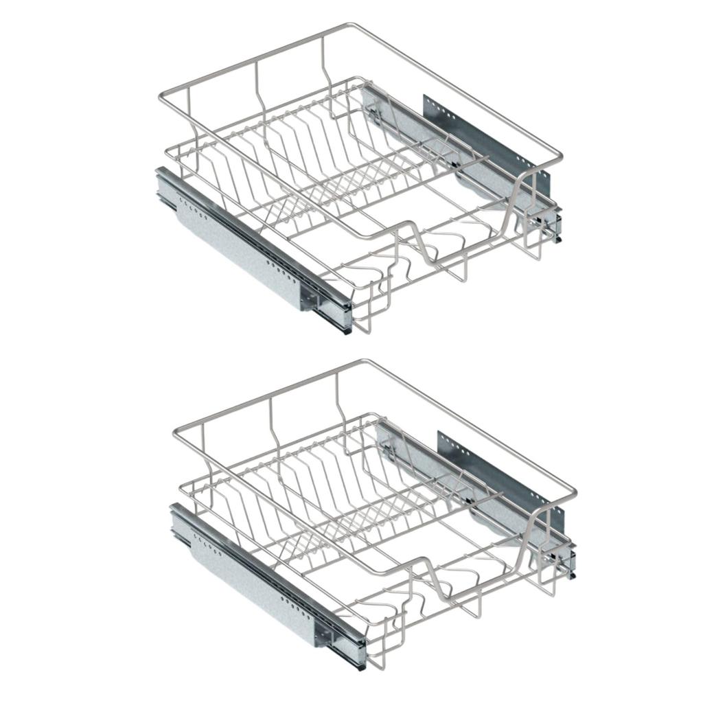 Extendable Kitchen Cabinet Organizer PullOut Drawer Storage Basket under Shelf Double