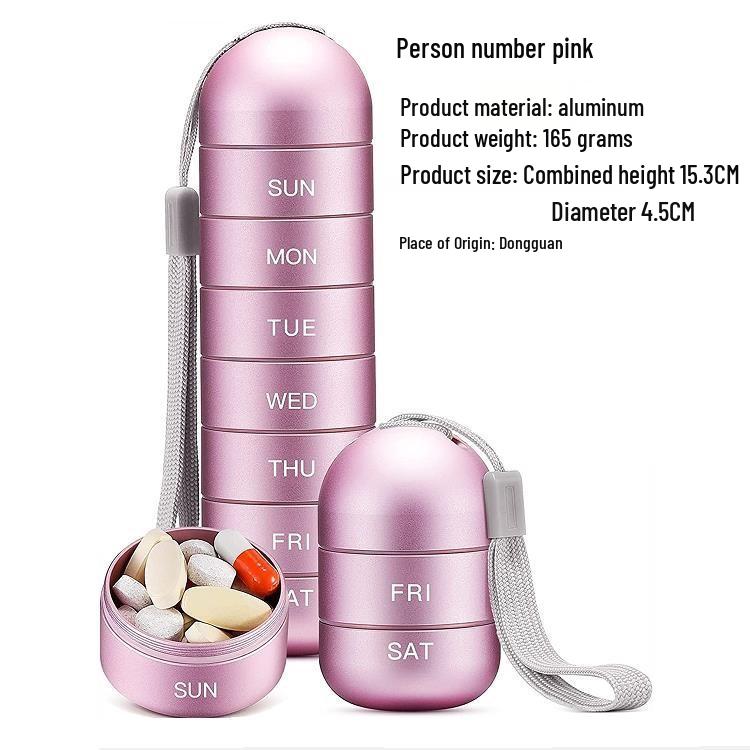 Compact Metal Weekly Pill Box for Travel and Elderly - Convenient, Sealed, Portable Storage