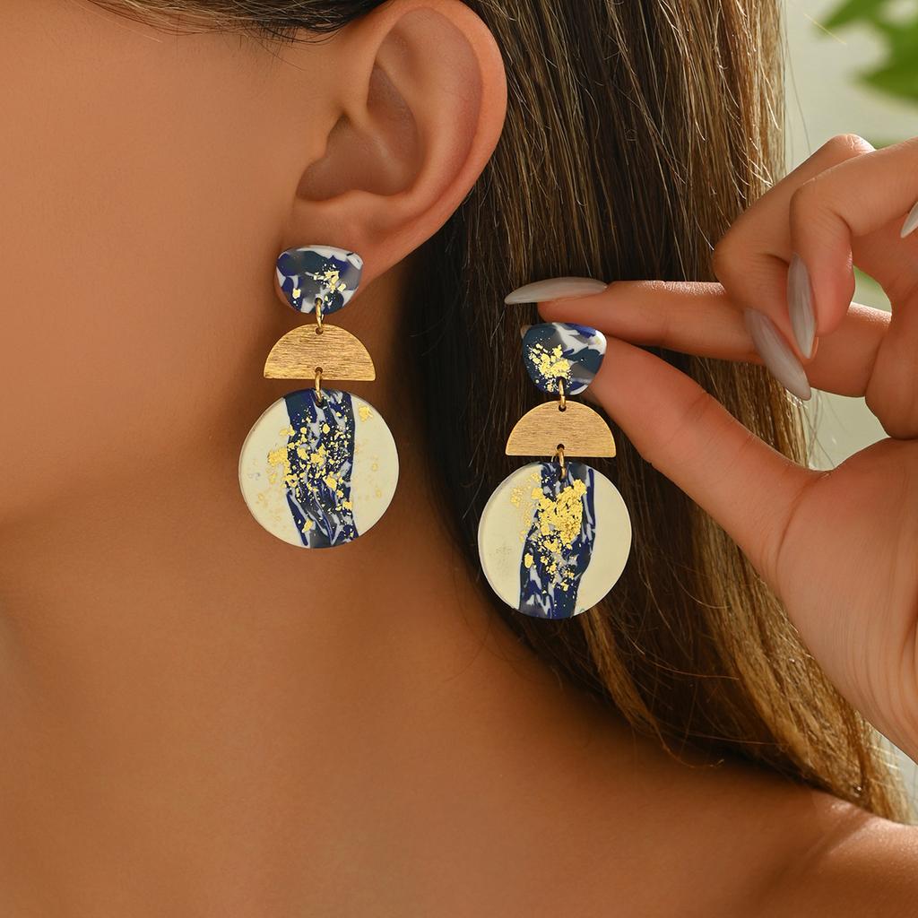 New Women's Geometric Jewelry, Niche Bronzing Process Design Earrings Versatile High-end Earrings Women