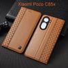 Napa Inner Grid Genuine Leather Flip Case for Xiaomi Poco C81 C85 C85x Pro Phone Cover Card Cases Scratch Proof