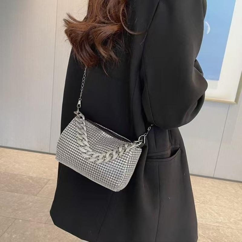 Sequin Evening Bag With Zipper, Suitable for going out to parties and weddings as a shiny clutch