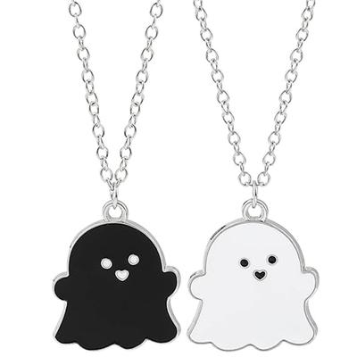 Nouveaux 2 colliers pendentifs fantômes mignons noirs et blancs pour couple pour femmes hommes
