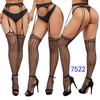Women's Sexy Crotchless Fishnet Suspender Stockings with Eye Jacquard Design - Style 7501