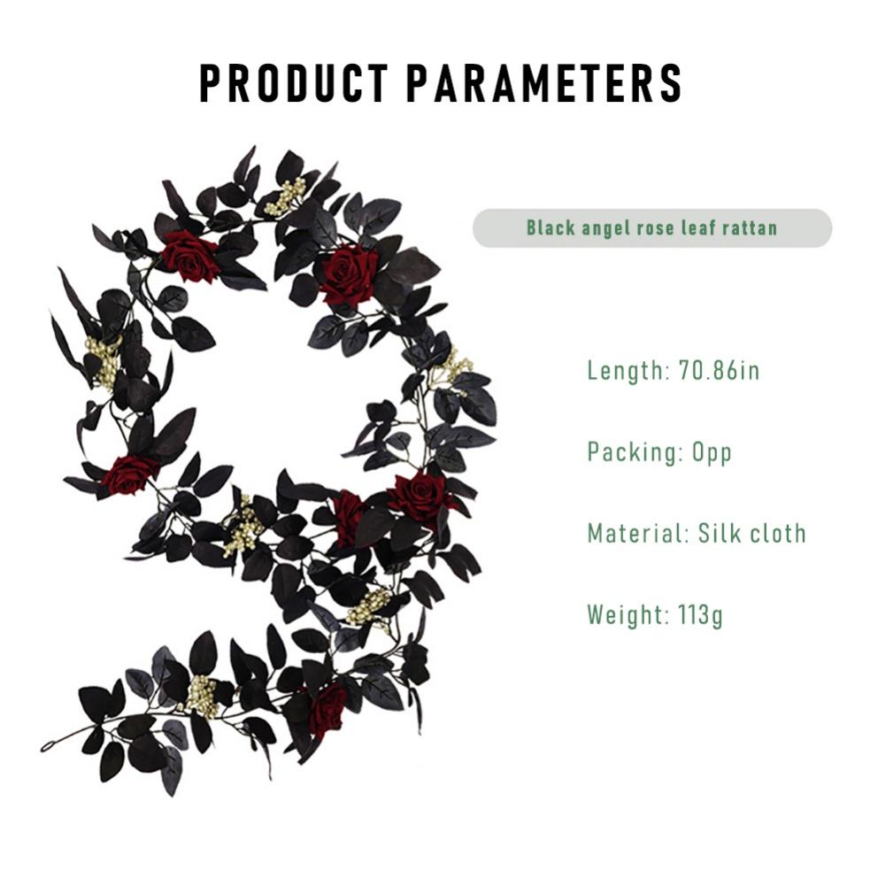 

180 см настенное искусственное растение поддельный цветок лоза Хэллоуин имитация черный цветок роза подвесная гирлянда для декора камина