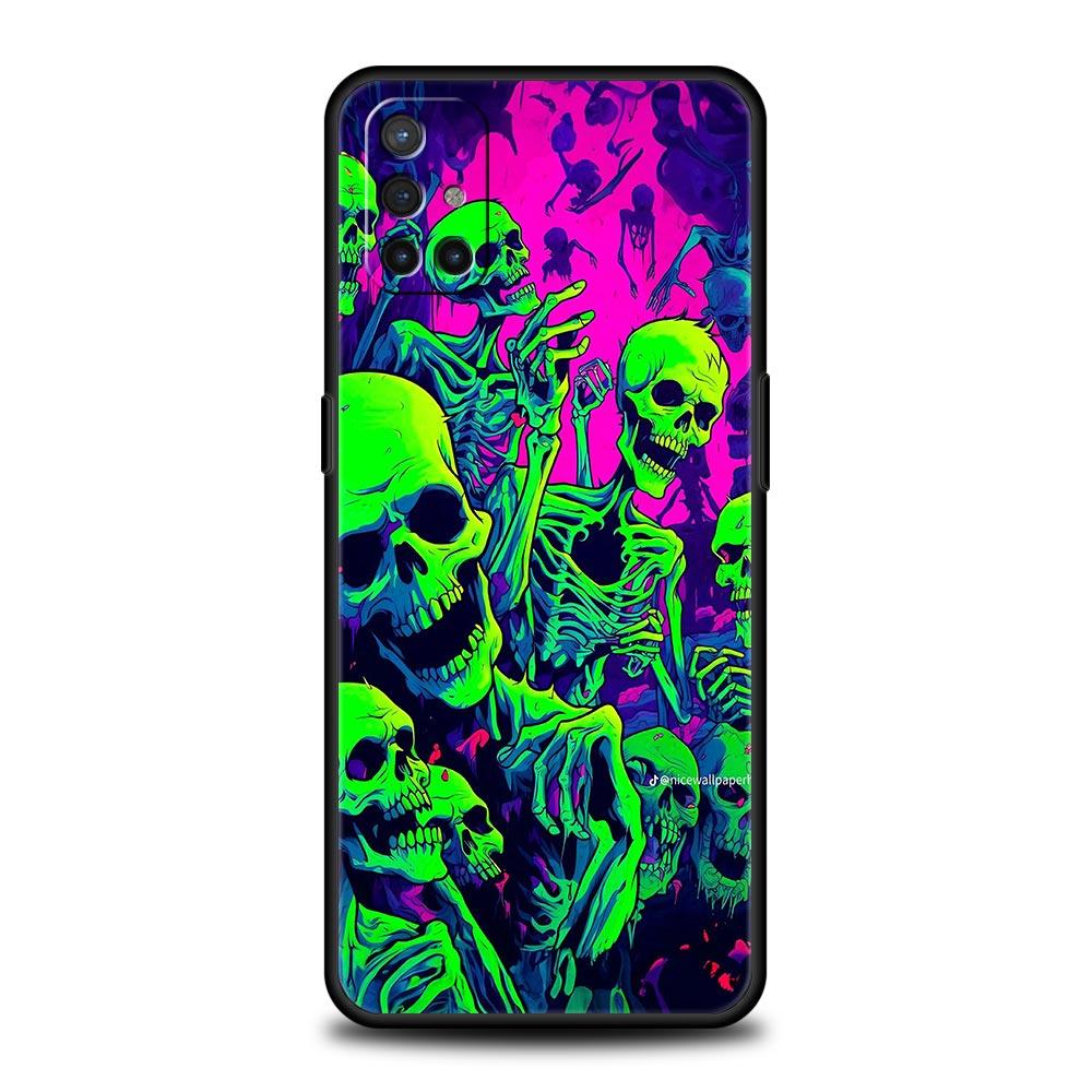 

Phone Case For Oneplus 13R 13 12 10T 11 R10 Nord N100 N200 N10 9 9R CE 2 3 Z Pro Lite 5G Soft TPU Cover Skeleton Skull Funda Bag Nord N30