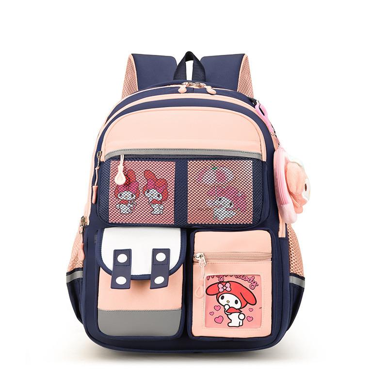 Lightweight Nylon Student Backpack With Color Blocked Design For Young Children