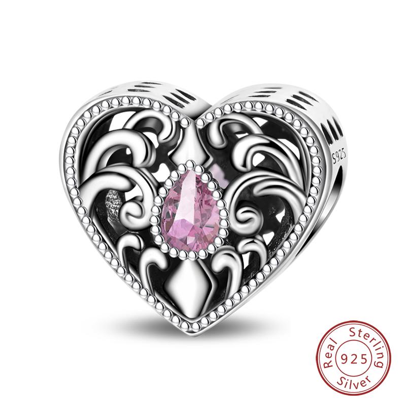 

Copper Charms Beads Forever Love Heart Shaped Bow Family Charms Dangle For Bracelet Woman Diy Jewelry Gift