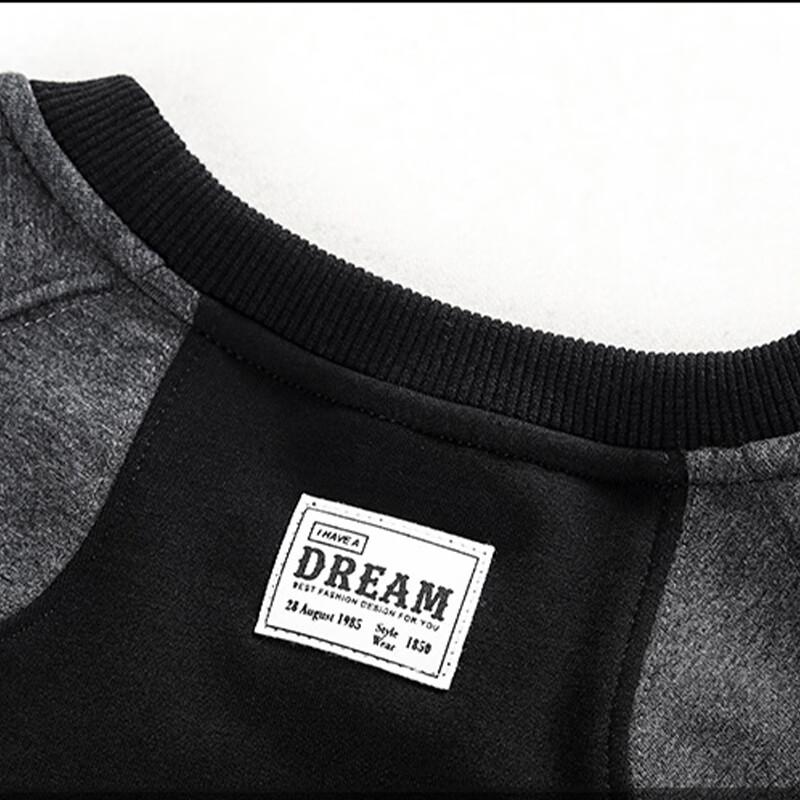 Romon Men's Contrast Patchwork Casual Sweatshirt