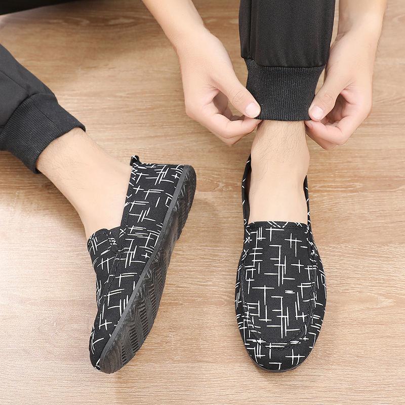 Sommar Andningsbara Herrskor Man Gamla Peking Canvas Skor Herrskor Koreanska Skor Casual Latskor Platt Häl Körskor