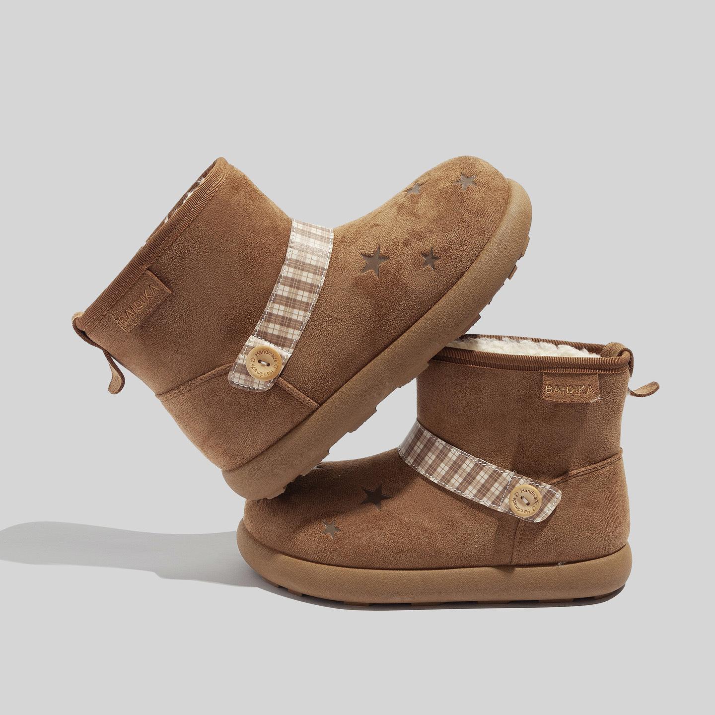 Snow boots fleece shoes winter boots casual thickened warm platform cotton shoes 35