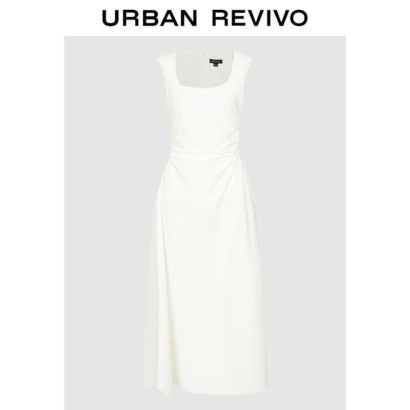 UR 2026 Spring Women's U-Neck Pleated Waist A-Line Dress