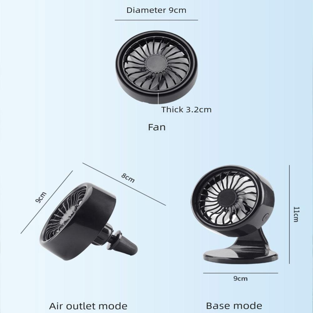 3-speed Car Air Outlet Clamp/Stand up Cooling Fan USB Charge Car Fan Neon Ambient Lights LED 360 Degree Summer Car Accessories