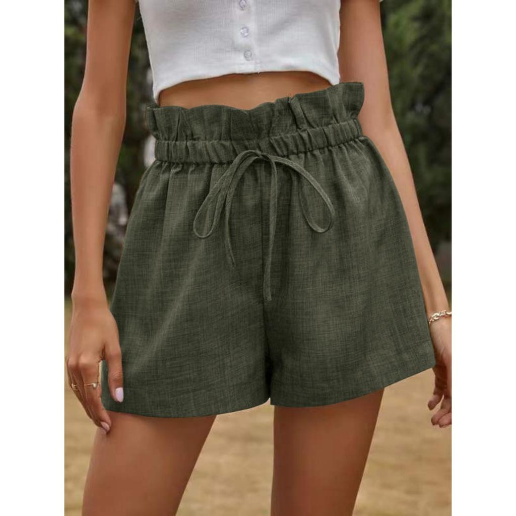 Women's High Waist Loose Fit Wide Leg Shorts Casual Summer Drawstring Pants