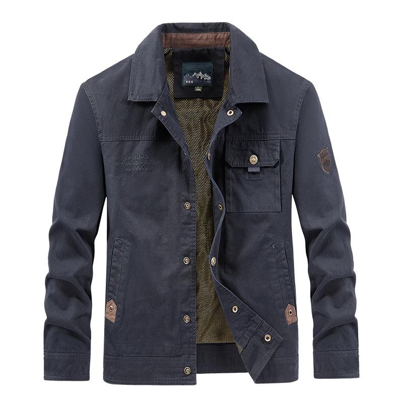 Men's Loose Plus-Size Lapel Jacket for Spring and Autumn - Casual Outdoor Workwear Coat