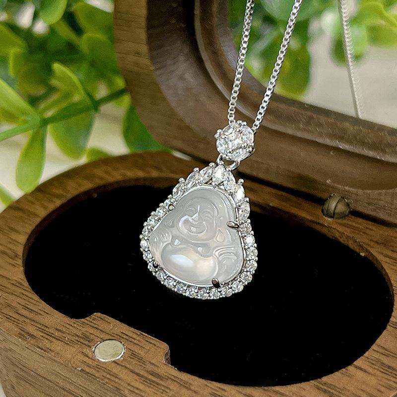 

Accessories Necklace Chalcedony Pendant Maitreya Buddha Mini Buddha Gong Ladies Clavicle Chain New Chinese Accessories Gift