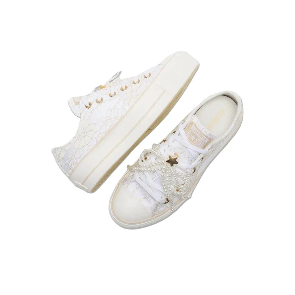 Converse Chuck Taylor All Star Lift Platform Low Perle Scarpe da Ginnastica da Donna Bianco Duna Chiaro Bianco Vintage A15197C