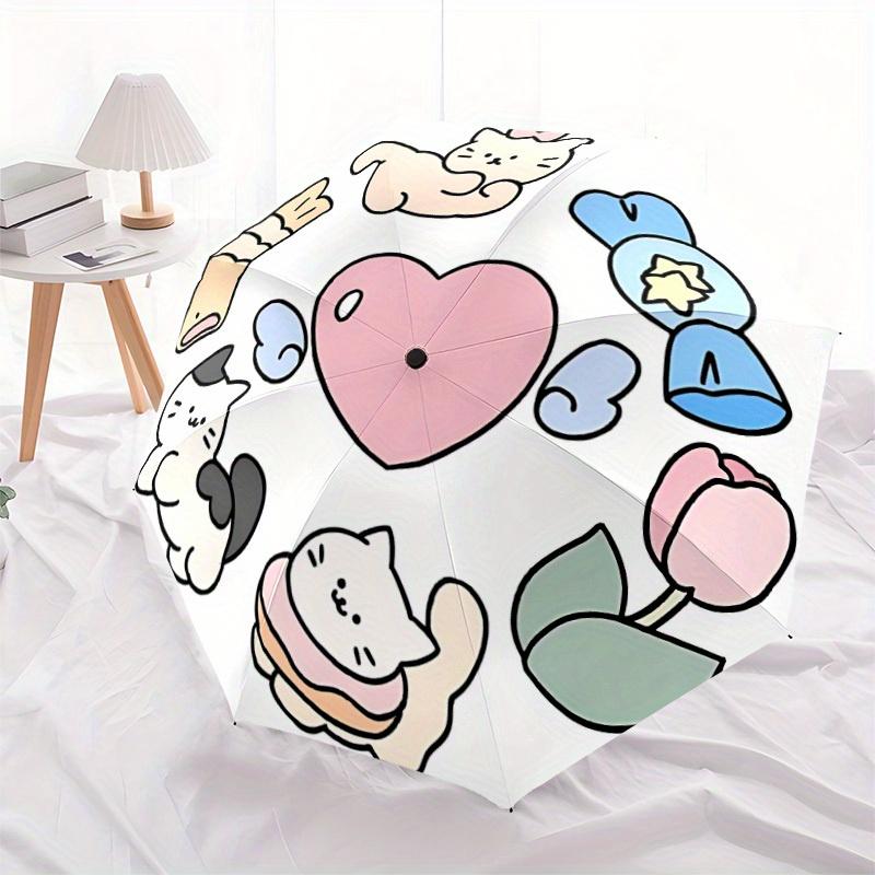 1pc Cute Cat Automatic Open/close Folding Umbrella, Compact Portable Travel Umbrella, Perfect Birthday/Christmas, Cute Umbrella, Durable Con