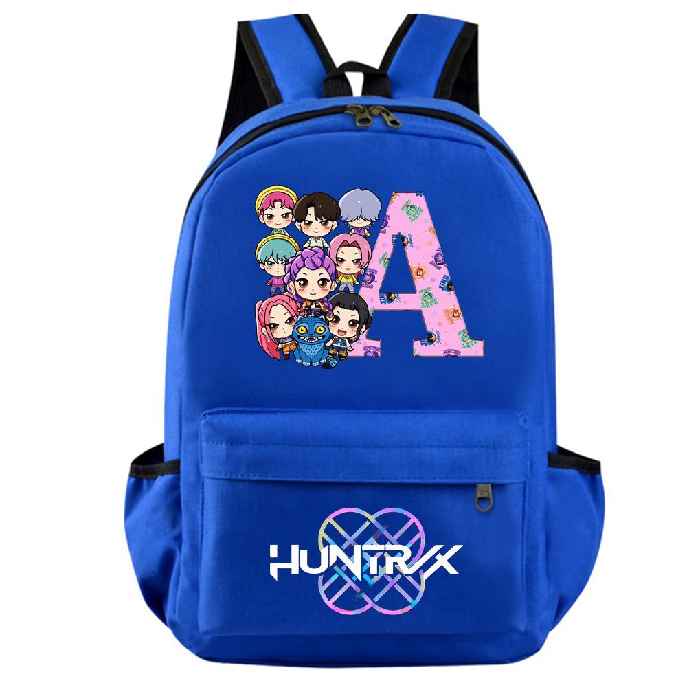 Mochila Estampada Caçadores de Demônios Kpop com 26 Letras Inglesas para Adolescente Estudante Menina Menino Mochila Escolar Bolsa de Livros Mulheres Grande Capacidade Bolsa de Viagem Presente para Criança Rucksak