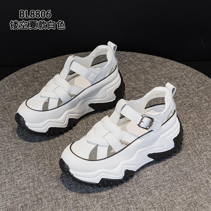 Платформенные сандалии летние новые кожаные маффин маленькие дышащие повседневные папины сандалии 34 белый