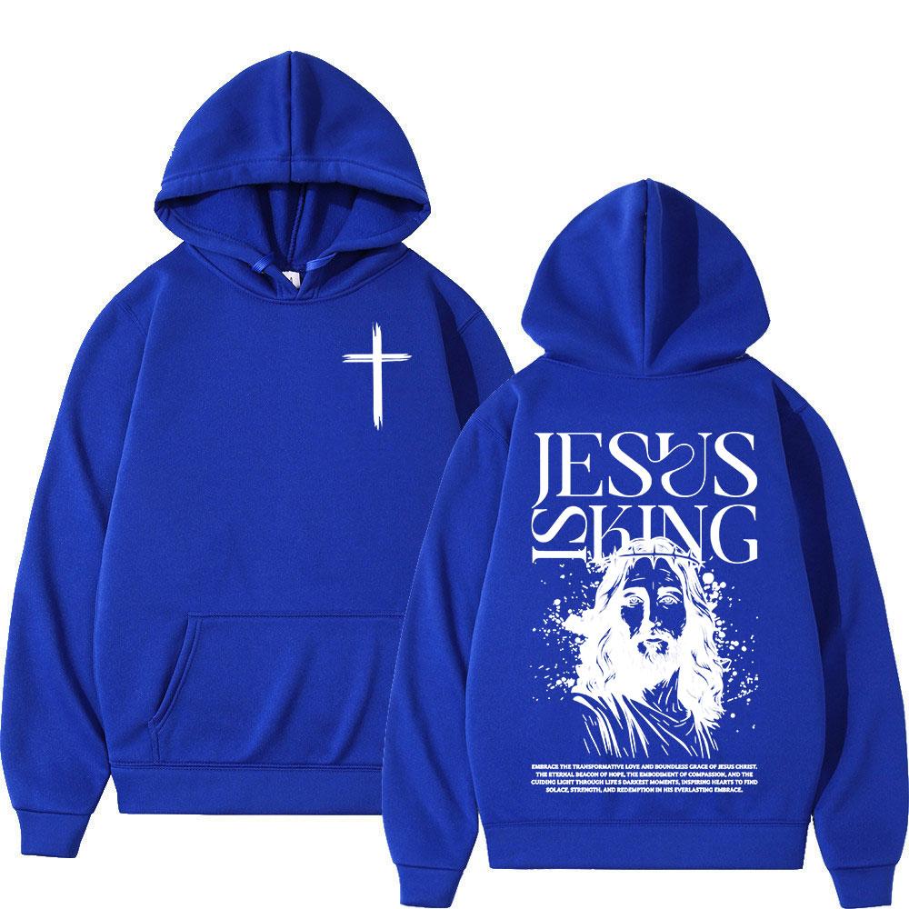 Faith Christian Jesus Is King Bible Verse Hoodies Men Women Clothing Fashion Harajuku Sweatshirts Fleece Long Sleeves Pullovers
