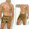 Men Shorts Glossy Faux Leather Elastic Mid Waist Soft Breathable Pockets Stretchy Stage Show Performances Sports Summer Shorts