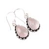 Rose Quartz Gemstone 925 Sterling Silver Jewelry Statement Hook Earrings 1.41" EE-97-23