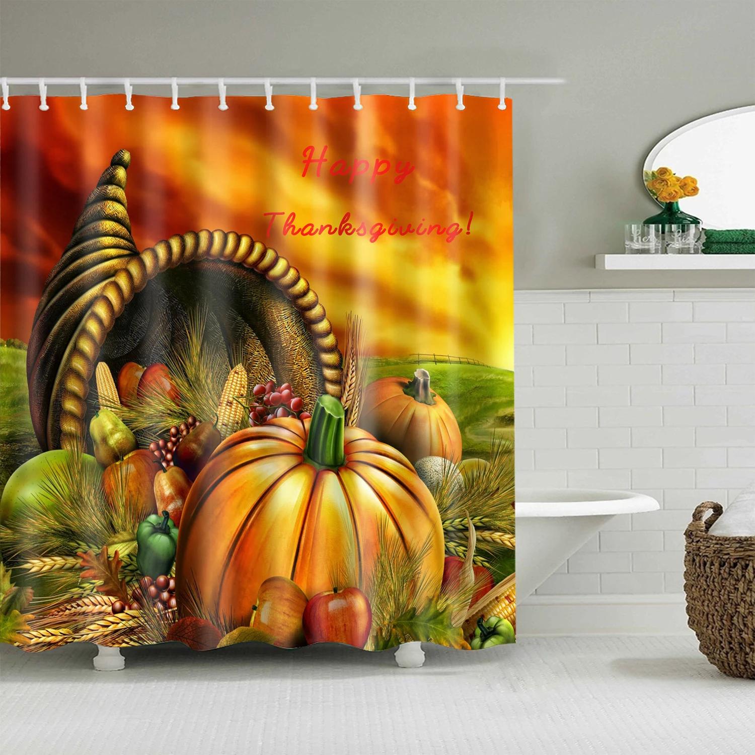 

Happy Halloween Cartoon Wizard Pumpkin Shower Curtains Living Room Decoration Screen 3D Bath Curtain Bathroom Curtain with Hooks 90*180cm