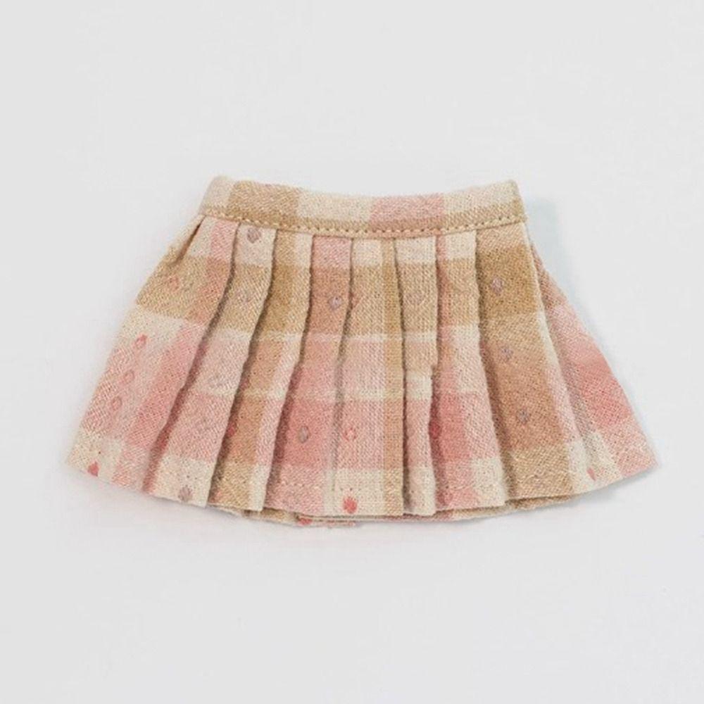 Handmake Princess Skrit Clothes Fashion Printed Plaid Dot Skirt for 1/6 BJD 30cm Dolls