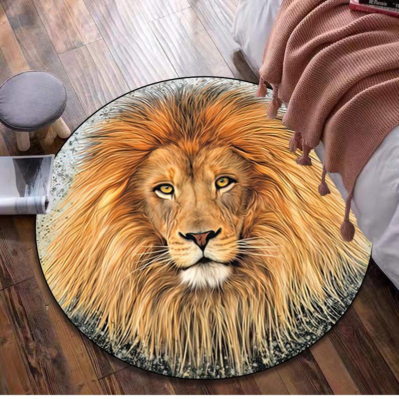 Animal Tiger Circular Rug - Office Decorative Carpet For Living Room Bedroom Door Mat Floor Rug Computer Chair Area Rug