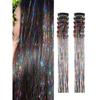 12pcs Colorful Shiny Synthetic Sparkling Tinsel Hair Extensions for Women Braiding Tools BB Clip Wig Concert Hair Accessories