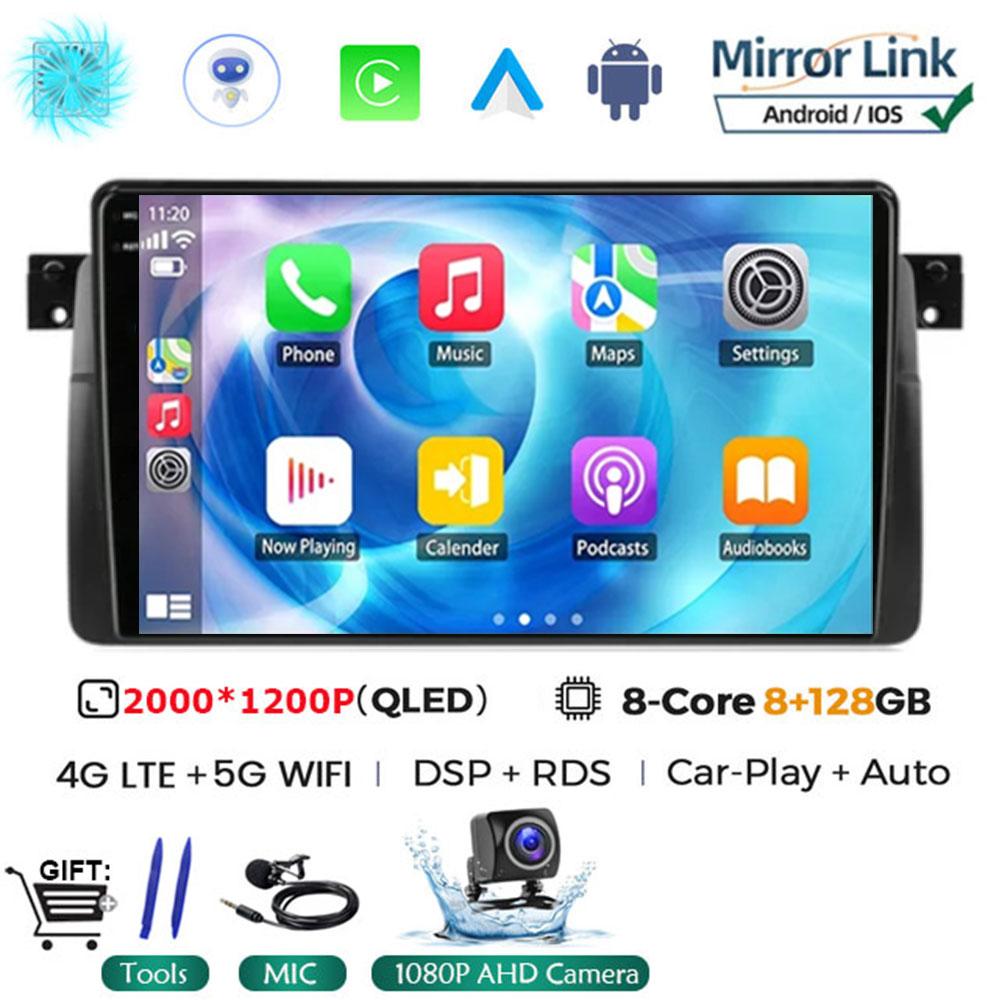 Android 14 Carplay WIFI+4G For BMW E46 M3 1998-2006  Car Radio Multimedia Video Playor Stereo GPS DPS Head Unit 360 Camera BT