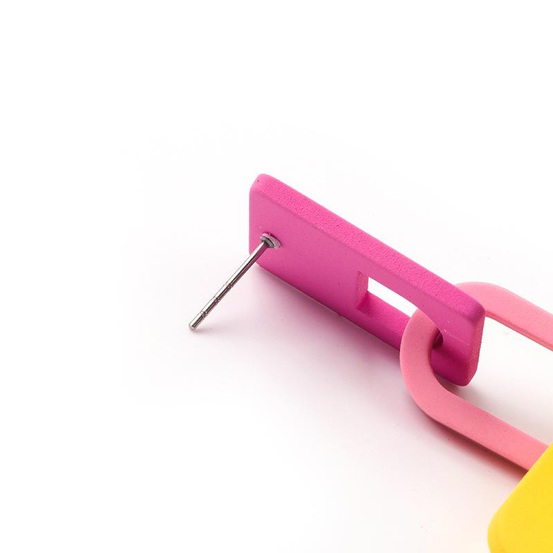 Fun Contrasting Color Splicing Geometric Matte Acrylic Earrings, Candy Color Exaggerated Personality Hipster