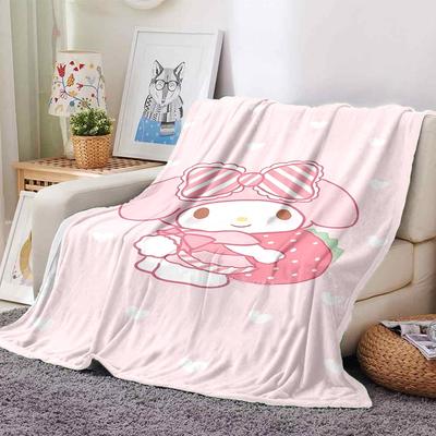 1 Stück Erdbeer My Melody Decke Leichte Flanelldecke für Sofa Bett Reise Camping Wohnzimmer Büro Couch Sessel