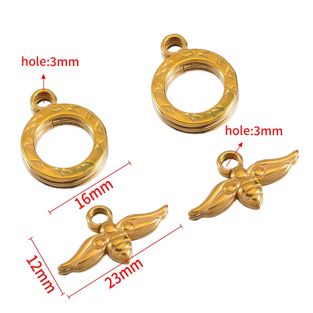 3setst Stainless Steel Embossed OT Toggle Clasp Hook Circle Rings Connectors DIY Necklaces Bracelets Accessories Jewelry Making