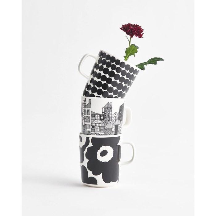 Marimekko Siirtolapuutarha Mug White x Black 250ml 63297 195