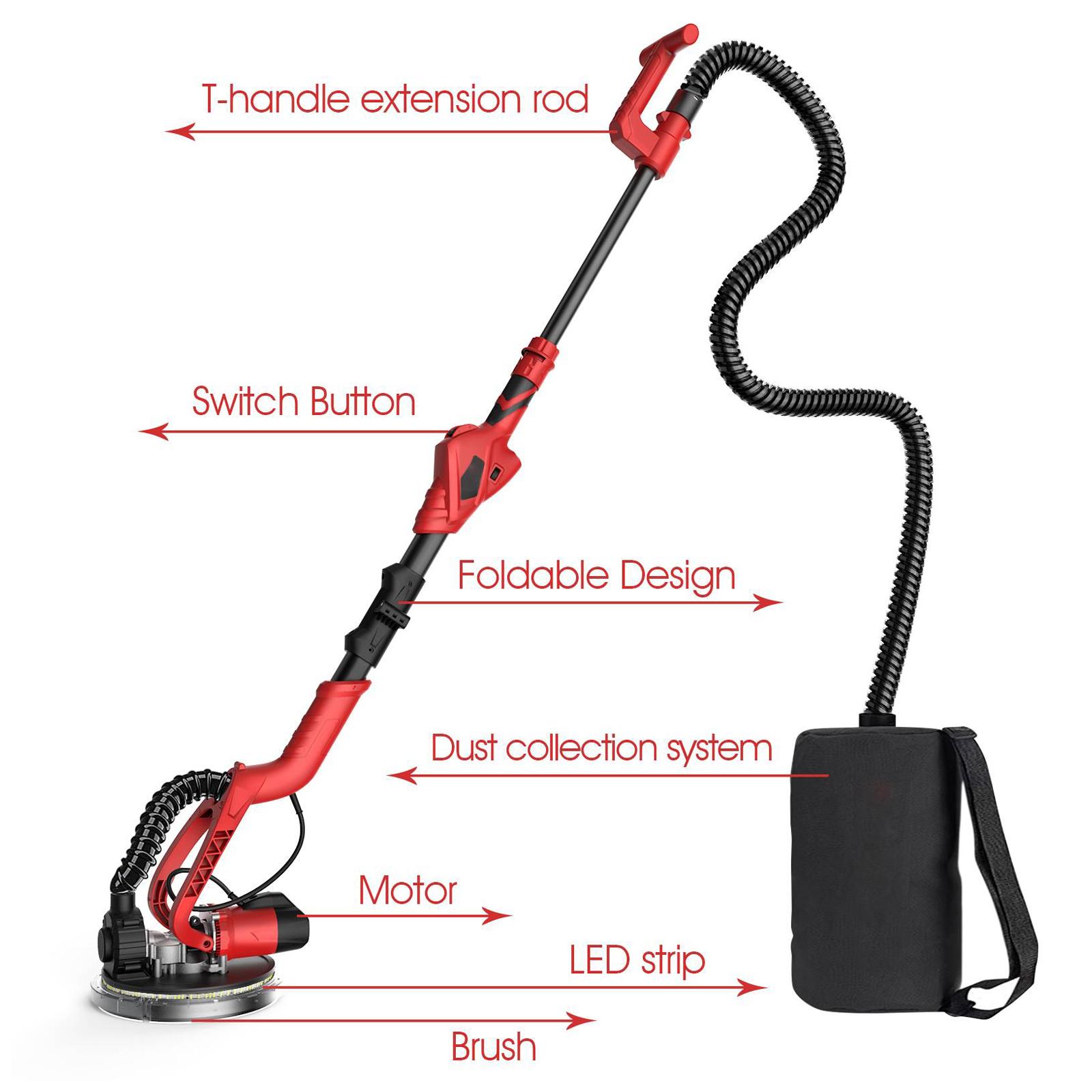 

Шлифовальная машина для гипсокартона, 710 Вт, шлифовальная машина для стен с 14 шлифовальными дисками, 6 переменных скоростей, 1000–1850 об/мин, электрическая