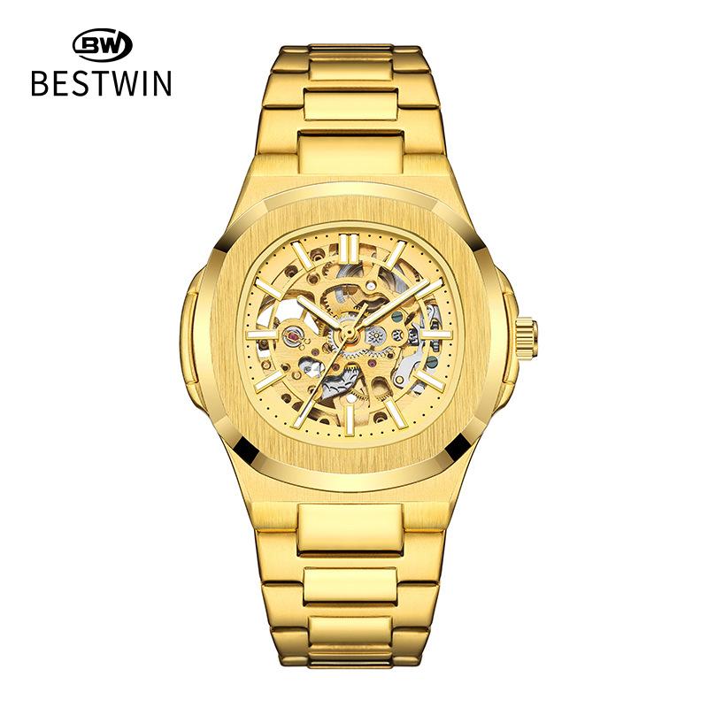 Double-sided hollow luminous men's watch, fully automatic mechanical watch, high-end waterproof men's watch, alloy watch