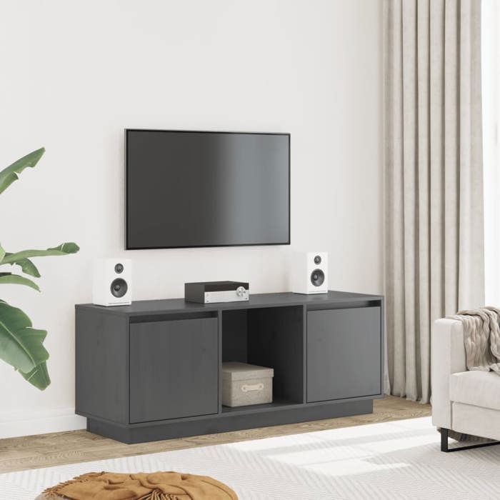 VidaXL TV Stand Grey 110.5x35x44 Cm Solid Pine Wood 814341
