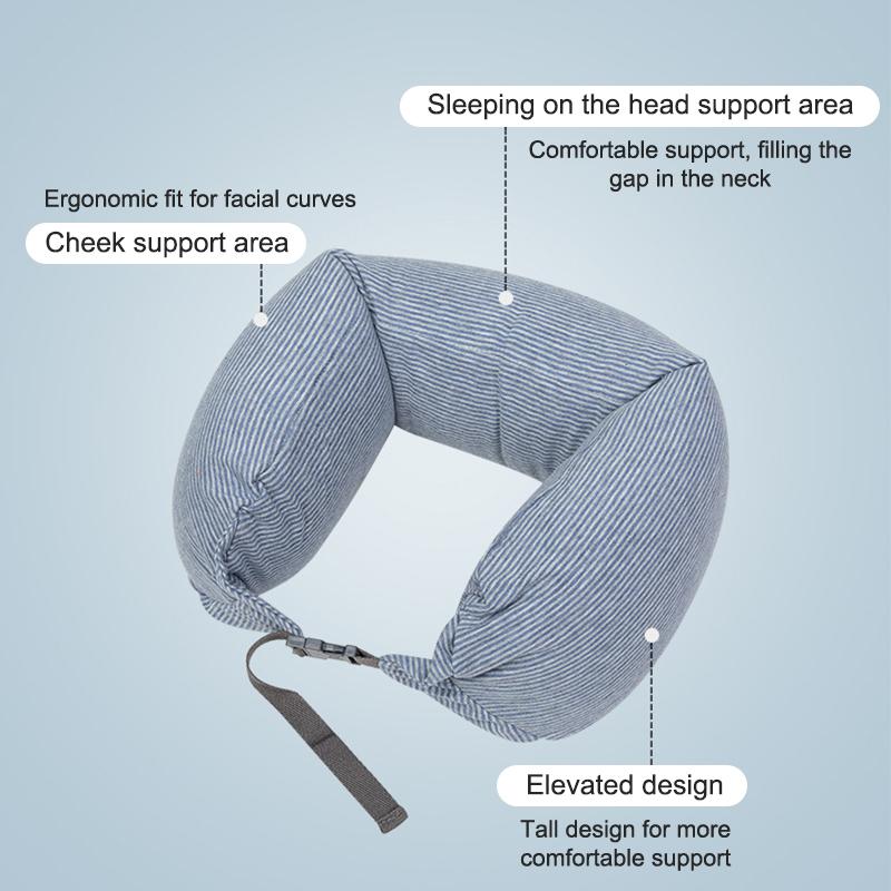 Neck Pillow Neck Support Breathable Stuffable U-Shaped Pillow With Hidden Zipper Adjustable Drawstring Neck Pillow For Travel