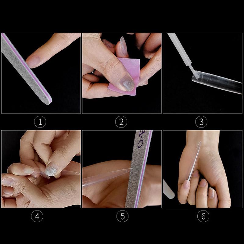 10 buc. Extensie de unghii false rotunde, lungi, transparente, gravate acrilic, pentru unelte.