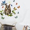 Nature Inspired Balcony Glass Decor Owl Butterfly Wall Sticker Forest Animal Illustration Decorative Decals Window Cling Waterproof Removable