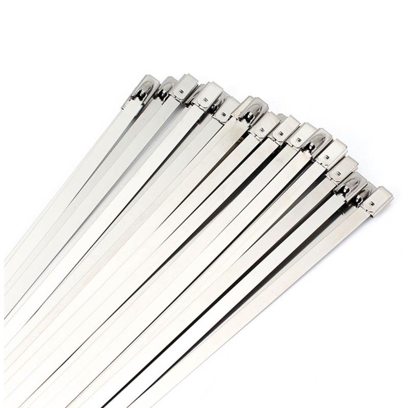 Metal Zip Ties 304 Stainless Steel Cable Tie Heavy Duty Self-Locking Strap Ties Multi-Purpose Metal Exhaust Wrap Lock